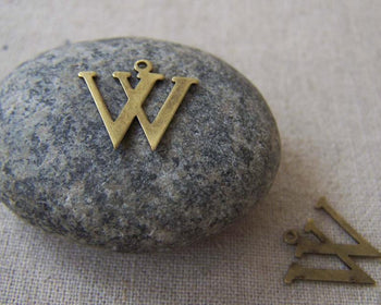 Accessories - 10 Pcs Of Antique Bronze Brass Alphabet Letter W Charms 15x15mm A2428