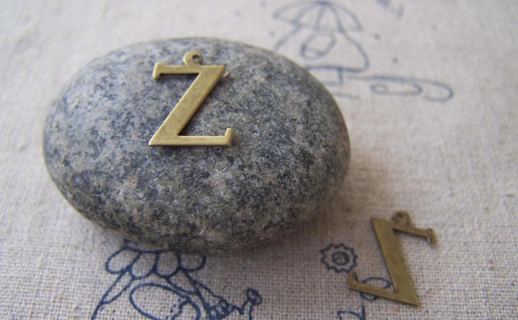 Accessories - 10 Pcs Of Antique Bronze Brass Alphabet Letter Z Charms 10x15mm A2431