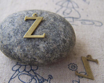 Accessories - 10 Pcs Of Antique Bronze Brass Alphabet Letter Z Charms 10x15mm A2431