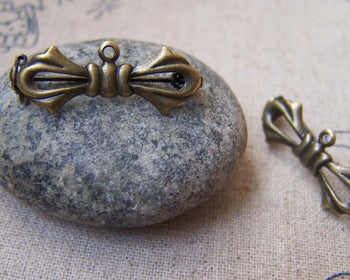 Brooches - 10 pcs Antique Bronze Bow Tie Safety Pin Brooch 10x27mm A3062