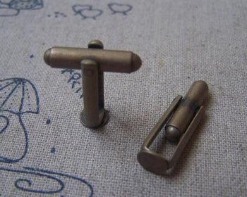 Accessories - 10 Pcs Of Antique Bronze Brass Cuff Links Cufflinks With 6mm Pad A4891