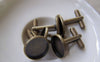 Accessories - 10 Pcs Of Antique Bronze Brass Cuff Links Cufflinks With Round Bezel Setting Match 14mm Cameo A2634