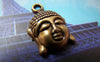 Accessories - 10 Pcs Of Antique Bronze Buddha Head Charms 15x22mm A722