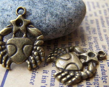 Accessories - 10 Pcs Of Antique Bronze Cancer Crabs Constellation Charms 18x22mm A891