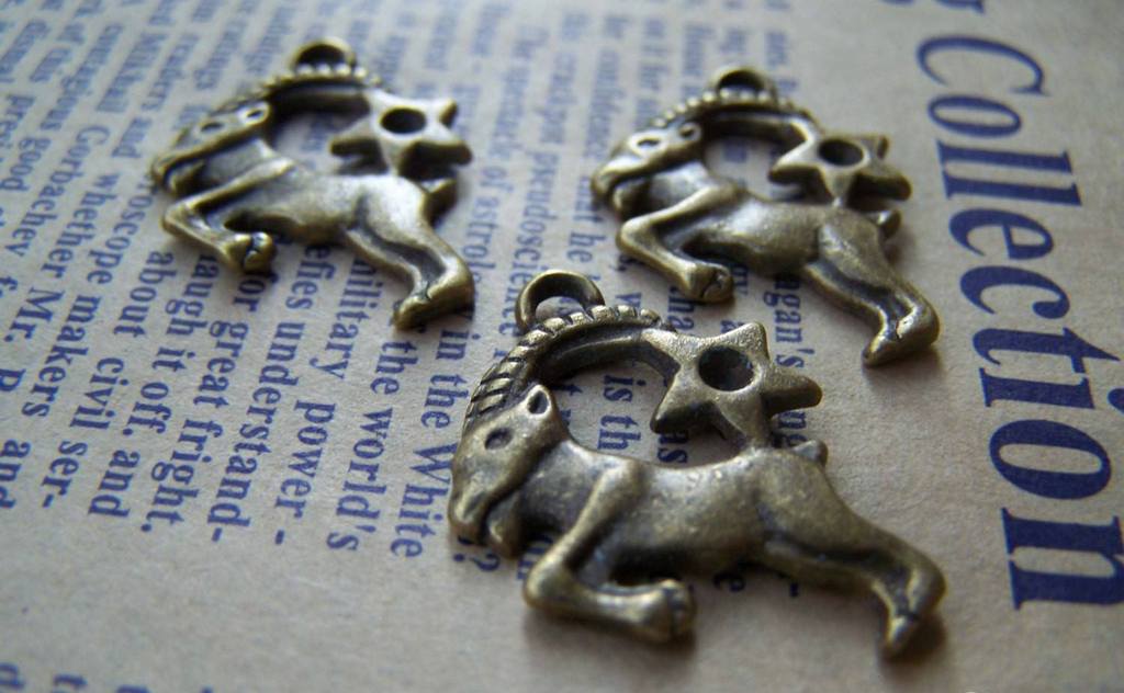 Accessories - 10 Pcs Of Antique Bronze Capricorn The Sea Goat Constellation Charms 20x25mm A1813