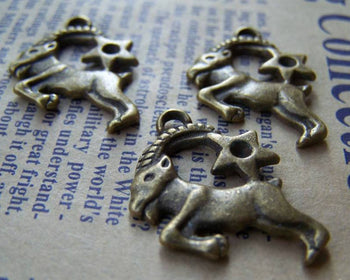 Accessories - 10 Pcs Of Antique Bronze Capricorn The Sea Goat Constellation Charms 20x25mm A1813