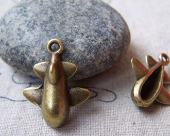 Accessories - 10 Pcs Of Antique Bronze Cartoon Plane Charms 18x23mm A5645