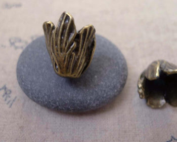 Accessories - 10 Pcs Of Antique Bronze Chinese Cabbage Bead Caps 14x15mm A7420