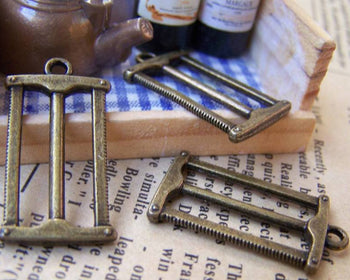 Accessories - 10 Pcs Of Antique Bronze Chinese Carpenter Bow Saw Charms 15x24mm A1445