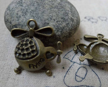 Accessories - 10 Pcs Of Antique Bronze Chopper Helicopter Charms  22x25mm A6144