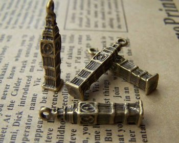 Accessories - 10 Pcs Of Antique Bronze Clock Tower Charms 4x25mm A1637