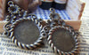 Accessories - 10 Pcs Of Antique Bronze Coiled Edge Flower Cameo Bezel Base Settings Match 14mm Cabochon A4887