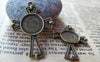Accessories - 10 Pcs Of Antique Bronze Cross Round Base Settings Match 10mm Cabochon  A3218