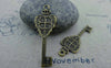 Accessories - 10 Pcs Of Antique Bronze Crown Key Charms Pendants Double Sided 12x32mm A214