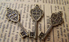 Accessories - 10 Pcs Of Antique Bronze Crown Key Charms Pendants Double Sided 12x32mm A214