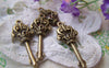 Accessories - 10 Pcs Of Antique Bronze Crown Key Skeleton Key Charms Pendants 14x34mm A211