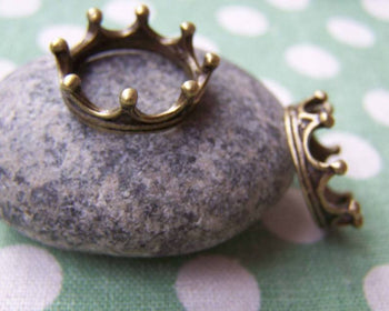 Accessories - 10 Pcs Of Antique Bronze Crown Ring Charms 6x17mm A1450