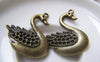 Accessories - 10 Pcs Of Antique Bronze Crown Swan Charms 27x33mm A2940