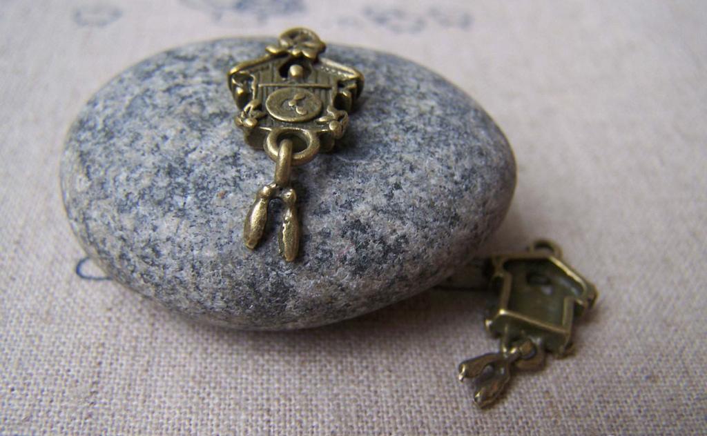 Accessories - 10 Pcs Of Antique Bronze Cuckoo Bird Clock Charms 13x28mm A242