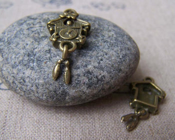 Accessories - 10 Pcs Of Antique Bronze Cuckoo Bird Clock Charms 13x28mm A242