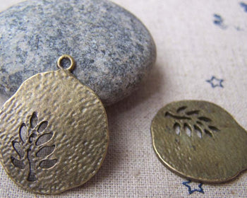 Accessories - 10 Pcs Of Antique Bronze Cut Out Tree Pendants Charms 23x25mm A3371