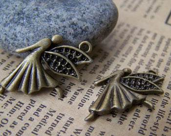Accessories - 10 Pcs Of Antique Bronze Dancing Angel Fairy Charms Small Size 18x26mm A683