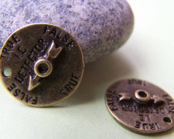 Accessories - 10 Pcs Of Antique Bronze Detector Round Charms 15mm A596