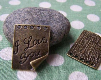 Accessories - 10 Pcs Of Antique Bronze Diary Page Love Letter Charms 20x25mm A1385