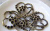 Accessories - 10 Pcs Of Antique Bronze Double Heart Charms 27x32mm A4347