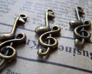 Accessories - 10 Pcs Of Antique Bronze Double Music Note Charms 11x32mm A1695