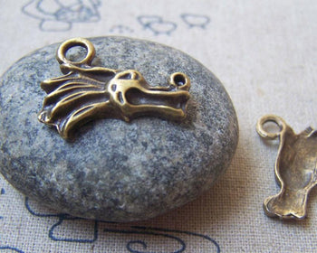 Accessories - 10 Pcs Of Antique Bronze Dragon Head Charms 17x22mm A4816