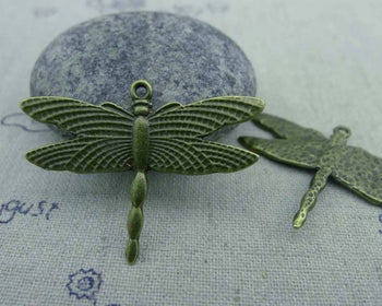 Accessories - 10 Pcs Of Antique Bronze Dragonfly Charms Pendants 27x36mm A1816