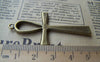 Accessories - 10 Pcs Of Antique Bronze Egyptian Ankh Cross Charms Huge Size 29x55mm A2717