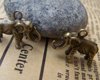Accessories - 10 Pcs Of Antique Bronze Elephant Pendants Charms 11x19mm A2865