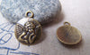 Accessories - 10 Pcs Of Antique Bronze Embossed Angel Round Charms 15mm A725