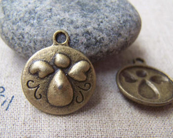 Accessories - 10 Pcs Of Antique Bronze Embossed Angel Round Charms 18x21mm A734