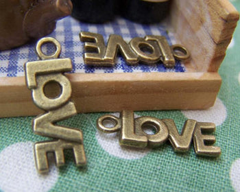Accessories - 10 Pcs Of Antique Bronze English Word Charms 7x17mm A489
