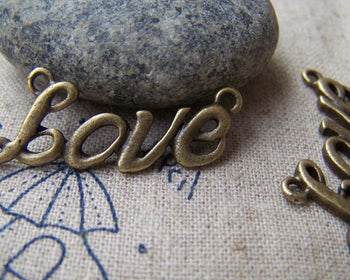 Accessories - 10 Pcs Of Antique Bronze English Word Connector Charms 11x30mm A3048