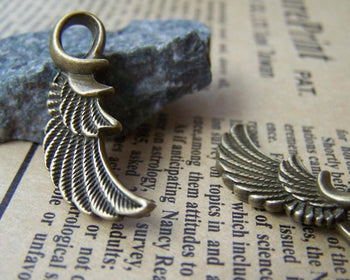 Accessories - 10 Pcs Of Antique Bronze Feather Wing Charms Pendants 10x32mm A3233