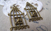 Accessories - 10 Pcs Of Antique Bronze Filigree Bird Cage Charms 20x34mm A153