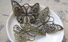 Accessories - 10 Pcs Of Antique Bronze Filigree Butterfly Pendants 35x48mm A736