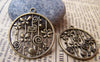 Accessories - 10 Pcs Of Antique Bronze Filigree Butterfly Round Ring Charms Pendants  28mm A327