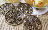 Accessories - 10 Pcs Of Antique Bronze Filigree Butterfly Round Ring Charms Pendants  28mm A327