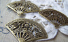 Accessories - 10 Pcs Of Antique Bronze Filigree Chinese Folding Fan Charms 25x36mm A1440