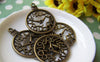 Accessories - 10 Pcs Of Antique Bronze Filigree Clock Pendants Charms 30x39mm A476