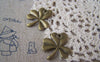 Accessories - 10 Pcs Of Antique Bronze Filigree Clover  Lucky Flower 25x27mm A4654