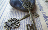 Accessories - 10 Pcs Of Antique Bronze Filigree Crown Skeleton Key Pendants Charms  22x69mm A213