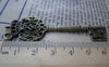 Accessories - 10 Pcs Of Antique Bronze Filigree Crown Skeleton Key Pendants Charms  22x69mm A213