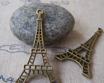 Accessories - 10 Pcs Of Antique Bronze Filigree Eiffel Tower Pendants 25x45mm A4242