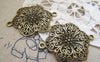 Accessories - 10 Pcs Of Antique Bronze Filigree Flower Connector Pendants  28x40mm A2181